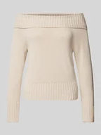 Swetry damskie - Sweter z dzianiny z dekoltem carmen model ‘LIMA’ - miniaturka - grafika 1