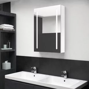 Lumarko Szafka łazienkowa z lustrem i LED, lśniąca biel, 50x13x70 cm - Szafki łazienkowe - miniaturka - grafika 1