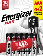 Baterie i akcesoria - ENERGIZER MAX ALKALINE AAA X6 - miniaturka - grafika 1