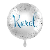 Balony i akcesoria - Balon imienny foliowy Karol okrągły pakowany 43 cm - miniaturka - grafika 1