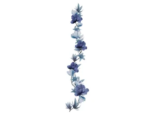 Girlanda z niebieskimi kwiatami - 220 cm - 1 szt. - Dekoracje sali - miniaturka - grafika 1