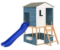 Place zabaw - Drewniany domek ogrodowy dla dzieci ze zjeżdżalnią N2-P79 - miniaturka - grafika 1