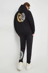Just Cavalli bluza bawełniana męska kolor czarny z kapturem z nadrukiem - Bluzy męskie - miniaturka - grafika 1