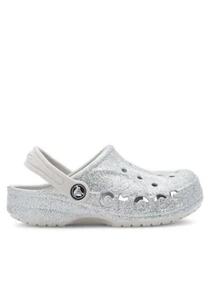 Crocs Klapki BAYA GLITTER CLOG K 207015-040 Srebrny - Buty dla dziewczynek - miniaturka - grafika 1