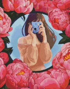 Diamentowa mozaika - Kwiatowe selfie 40x50cm - Ideyka - Malowanie po numerach - miniaturka - grafika 1