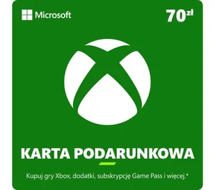 Karta podarunkowa Xbox 70 zł [kod aktywacyjny] Obecnie dostępne tylko w sklepach stacjonarnych RTV EURO AGD - Kody i doładowania cyfrowe - miniaturka - grafika 1