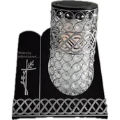 Lampiony i znicze - Znicz witraż VIP Premium solar SZKA11S 25 cm srebrny Ilumini - miniaturka - grafika 1