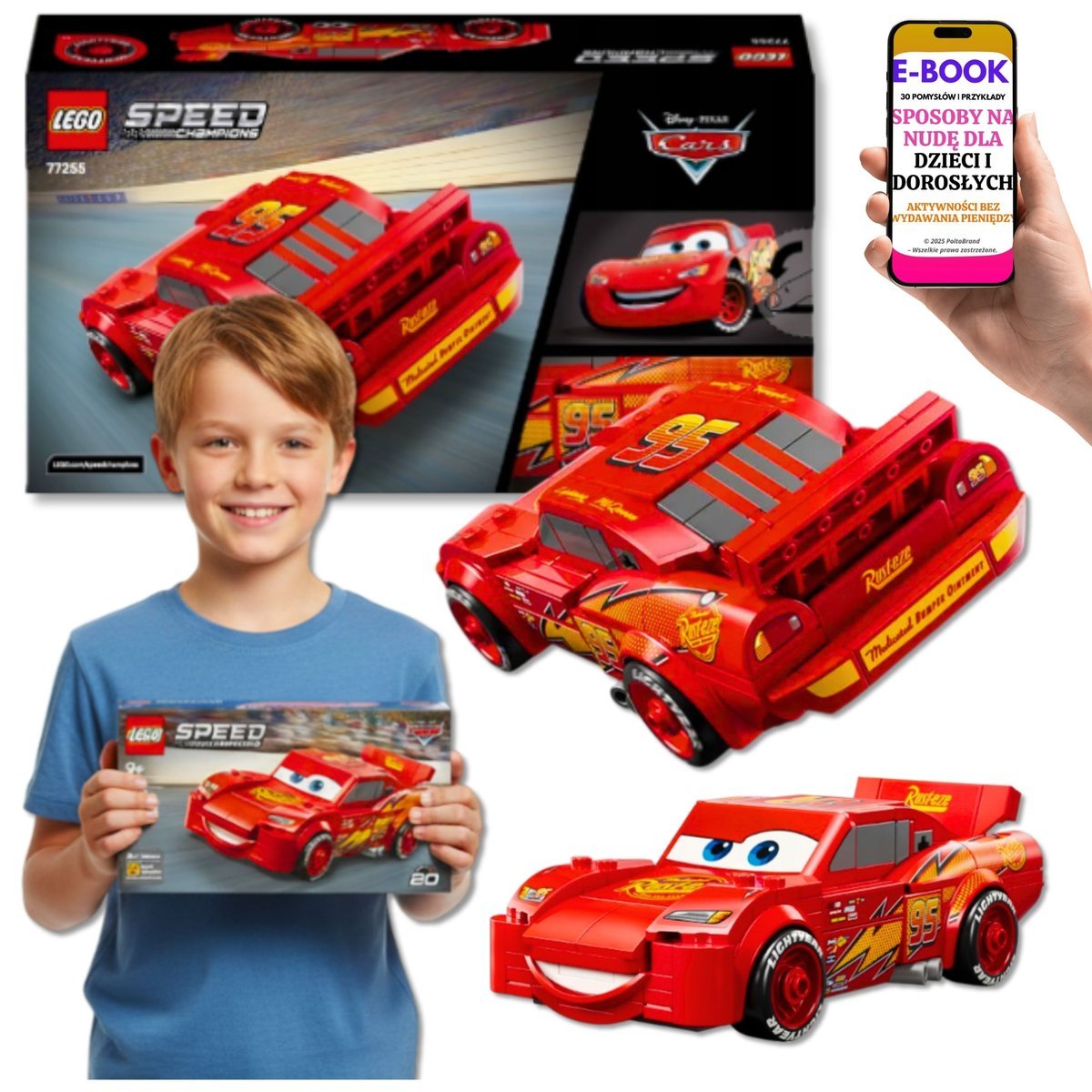 KLOCKI LEGO AUTKO SAMOCHÓD Zygzak McQueen • samochód z filmu Auta 77255 Lego Prezent Dla Syna Wnuka Na Dzień Dziecka + EBOOK-3