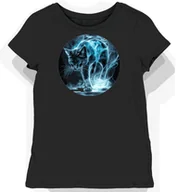 Koszulki i topy damskie - Koszulka damska czarna z motywem niebieskoszarego kota w blasku XXL - miniaturka - grafika 1