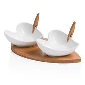 Miski i półmiski - Zestaw 2 miseczek do serwowania z widelczykami i tacą Brandani Coeur Blanc - miniaturka - grafika 1