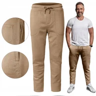 Dresy męskie - SPODNIE DRESOWE Męskie Długie Sportowe Ocieplane BEŻOWE L Pako Jeans - miniaturka - grafika 1