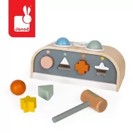 Zabawki interaktywne dla dzieci - Janod Drewniana Przebijanka i Sorter Kształtów 3 w 1 Sweet Cocoon, - miniaturka - grafika 1