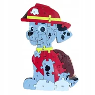 Puzzle - Drewniane Puzzle Pies Strażak Układanka Puzzle  Literki Cyfry 3D 2W1 - miniaturka - grafika 1