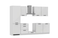 Meble kuchenne - Zestaw Mebli Kuchennych Torino 300 Cm L/P Mdf Folia Biały Połysk Biały Połysk Cichy Domyk Hettich - miniaturka - grafika 1