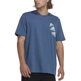 Koszulki sportowe męskie - Koszulka adidas Essentials BrandLove HL9381 - niebieska - Adidas - grafika 1