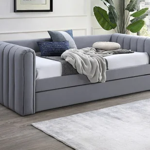 Łóżko wysuwane 90 x 190 cm - Tkanina - Szary - SAHONA - Łóżka Łóżko wysuwane 90 x 190 cm - Tkanina - Szary - SAHONA - Łóżka - miniaturka - grafika 1