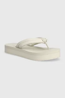 Klapki i japonki damskie - Calvin Klein japonki FLATFORM FLIP FLOP RELOCK damskie kolor beżowy na platformie HW0HW02063 - grafika 1