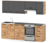 Meble kuchenne - Kuchnia Modułowa Nowoczesna Pojemna Narożna 3.2m Wotan Szary Mat Dąb Wotan - miniaturka - grafika 1