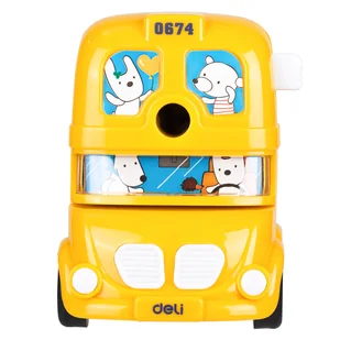 Żółta temperówka Deli ręczna na korbkę seria cars - Temperówki - miniaturka - grafika 1