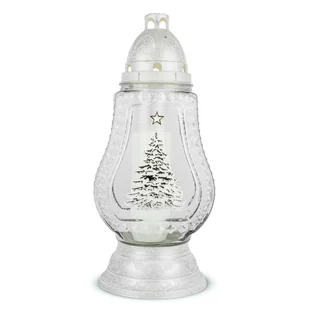 Duży Znicz Szklany Choinka 38 cm Srebrny DP675 Znicz z Aplikacją Choinką z Wkładem - Lampiony i znicze Duży Znicz Szklany Choinka 38 cm Srebrny DP675 Znicz z Aplikacją Choinką z Wkładem - Lampiony i znicze - miniaturka - grafika 1