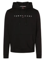 Bluzy męskie - Tommy Jeans Męska bluza z kapturem Mężczyźni Bawełna czarny jednolity, S - miniaturka - grafika 1