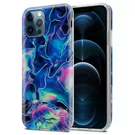 Etui i futerały do telefonów - Pokrowiec Etui Do Apple iPhone 12 PRO MAX w Niebiesko Różowy Marmur No. 17 Obudowa Case Cover Silikon Plecki Cadorabo - miniaturka - grafika 1