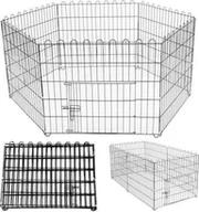 Sprzęt podróżny i transportery dla psów - Springos Kojec dla zwierząt wybieg klatka dla psa 165x85 cm metalowa czarna UNIWERSALNY - miniaturka - grafika 1