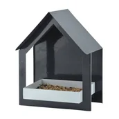 Pozostałe ozdoby ogrodowe - Karmnik Budka Dla Ptaków Ścienna Stal Szara 23Cm - miniaturka - grafika 1