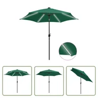 Parasole ogrodowe - The Living Store Parasol ogrodowy z LED i aluminiowym słupkiem - 300 cm - zielony - Parasol Ogrodowy - miniaturka - grafika 1