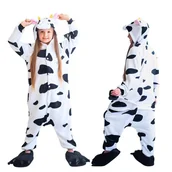 Stroje karnawałowe - Piżama Onesie Kigurumi Kostium Przebranie Krówka Dzieci 95-105cm - miniaturka - grafika 1