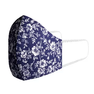 Maseczka wykonana z bawełny - dziubek - profilowana - granatowa w kwiaty EM 10 - EM Men's Accessories - Maseczki ochronne i antywirusowe - miniaturka - grafika 1