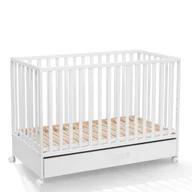 Łóżeczka i kojce - ATB Meble - Białe Łóżeczko z Szufladą na Kółkach 120x60 LUX - miniaturka - grafika 1