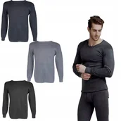 Koszulki męskie - Zestaw 3 Podkoszulek Męski Szary Grafitowy Ciemny Ocieplany Bawełna XL/XXL - miniaturka - grafika 1