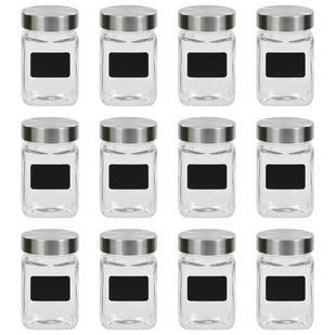 vidaXL vidaXL Słoiki do przechowywania z nalepkami, 12 szt., 300 ml - Pojemniki kuchenne - miniaturka - grafika 1