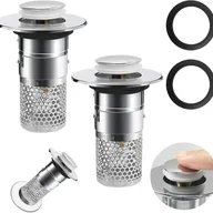 Korki do umywalek - 2-częściowy korek do zlewu z wyjmowanym filtrem, ulepszony korek odpływowy 34-40 mm z sitkiem na włosy, uniwersalny korek do zlewu z wysuwanym otworem - miniaturka - grafika 1