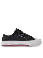 Buty dla dziewczynek - Tommy Hilfiger Trampki Low Cut Lace-Up Sneaker T3A9-33185-1687 S Czarny - miniaturka - grafika 1