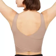 Koszulki i topy damskie - LOS OJOS Crop Tops damski biustonosz sportowy, średni, z wyściełanym biustonoszem, tank top dla kobiet, beżowy, M - miniaturka - grafika 1