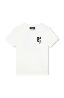 Koszulki dla chłopców - Karl Lagerfeld t-shirt bawełniany dziecięcy kolor biały z nadrukiem - grafika 1