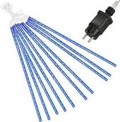 Oświetlenie świąteczne - Lampki choinkowe Springos Lampki choinkowe 480 Led sople 10 szt. padający śnieg meteory zewnętrzne niebieskie UNIWERSALNY - miniaturka - grafika 1