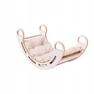 Skoczki dla dzieci - Bujak biały MDF 100 cm + poduszka welurowa beżowa 100 cm - miniaturka - grafika 1