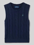 Swetry dla dziewczynek - Bezrękawnik o kroju regular fit ze ściegiem warkoczowym - miniaturka - grafika 1