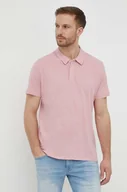 Koszulki męskie - Pepe Jeans polo z domieszką lnu kolor różowy gładki - miniaturka - grafika 1