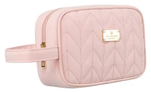 Różowa kosmetyczka podróżna ze skóry ekologicznej z uchwytem na rękę - Peterson - Kosmetyczki, organizery i kuferki - miniaturka - grafika 1