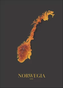 Norwegia mapa złota - plakat Wymiar do wyboru: 61x91,5 cm - Plakaty - miniaturka - grafika 1