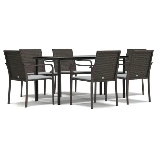 Zestaw mebli ogrodowych rattan PE brązowy z poduszkami kremowymi 160x80x74
