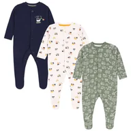 Pajacyki dla niemowląt - 3x Bawełniane, kremowo-zielone pajacyki auta, OEKO-TEX 0-0 m 44 cm - miniaturka - grafika 1