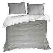 Pościel dla dzieci - Pościel satynowa EVA 200x220 Eva Minge Eurofirany szara biała lamówka haftowane logo - miniaturka - grafika 1