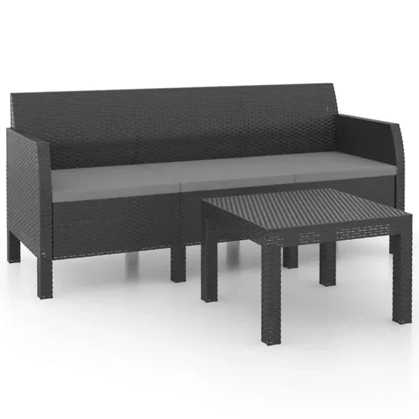 Komplet Mebli Ogrodowych z Polipropylenu Antracytowy 181x65x76 cm