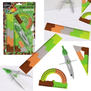 ZESTAW GEOMETRYCZNY, przybory szkolne dla chłopca, linijka, ekierka, kątomierz, cyrkiel KIDEA - Przybory szkolne - miniaturka - grafika 1
