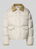 Kurtki damskie - Kurtka puchowa o kroju regular fit z wykładanym kołnierzem ze sztruksu - miniaturka - grafika 1